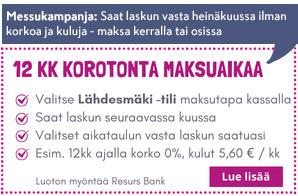 12 kk korotonta maksuaikaa huonekaluille